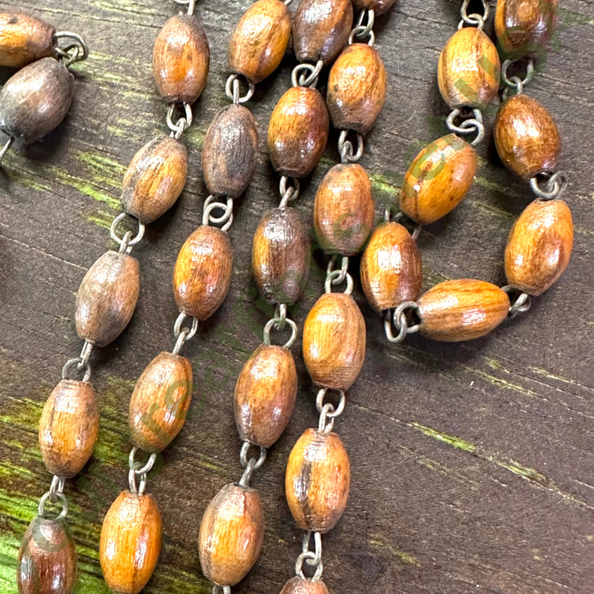 Vintage Olive Wood Bead Rosary Jerusalem Rosary Necklace