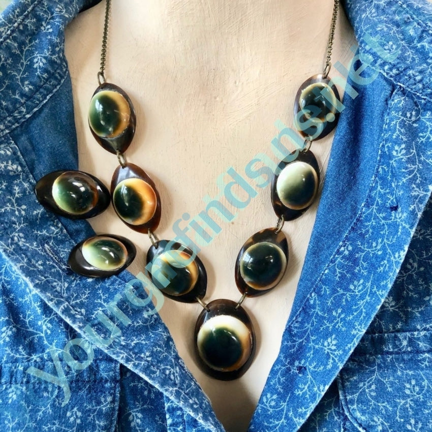 Vintage Operculum Shell Necklace and Earring Set Yourgreatfinds