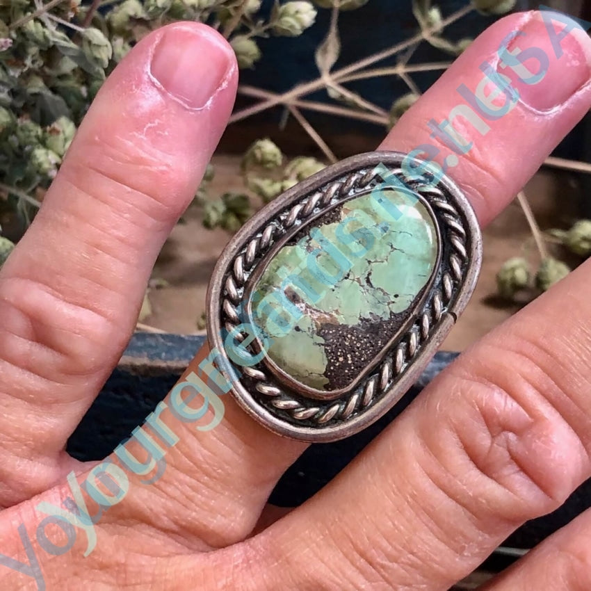 Vintage Pale Green Turquoise Navajo Ring Size 5 3/4 Yourgreatfinds