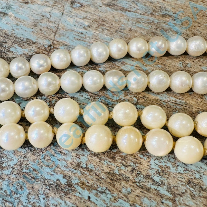Vintage Pale Yellow Cultured Pearl Necklace 5.1 Mm 15 L