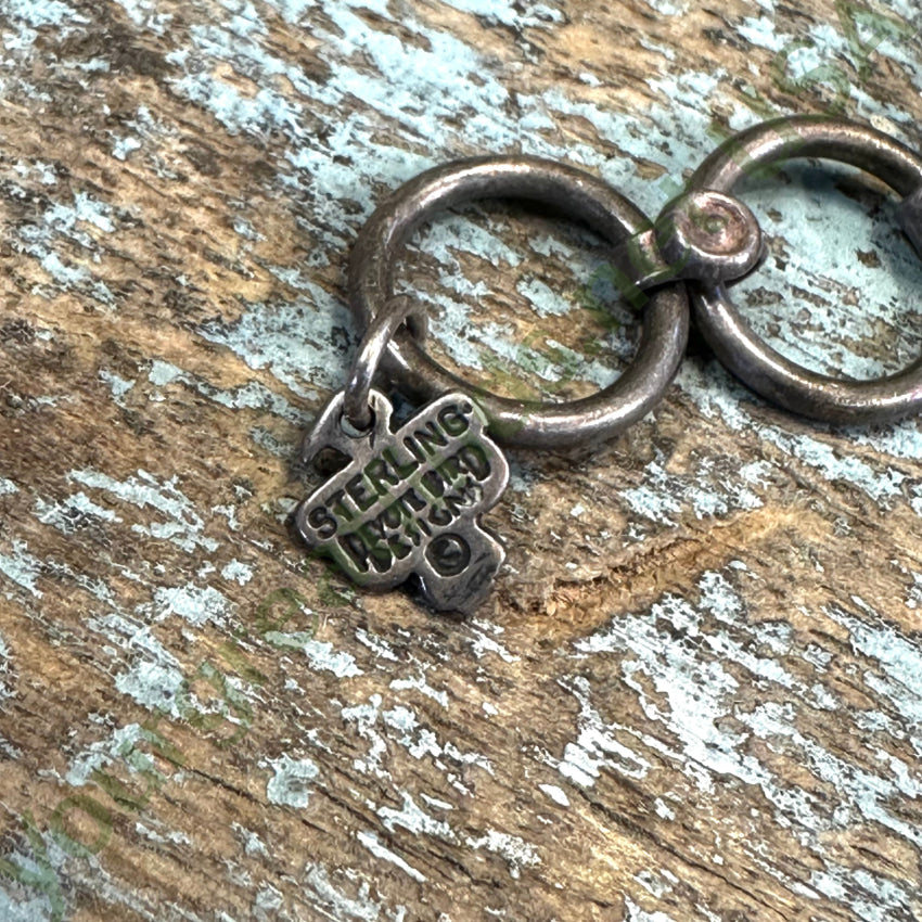 Vintage Peyote Bird Black Leather Sterling Silver Turquoise Watch