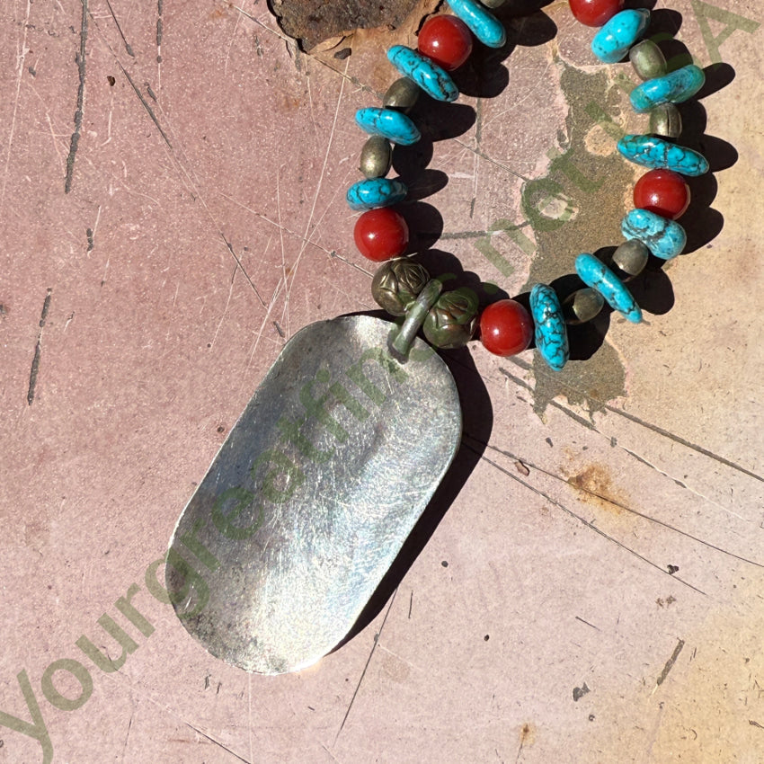 Vintage Phoenix Bird Sterling Silver & Shiprock Mosaic Necklace necklace