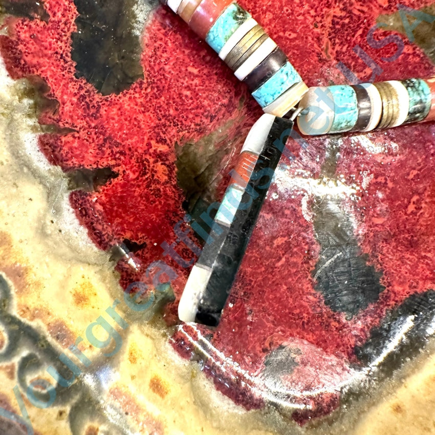 Vintage Pueblo Indian Heishi Bead Necklace & Pendant