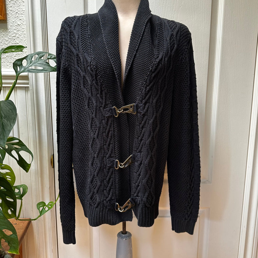 Vintage Ralph Lauren Latch Cardigan Sweater Black Xl Sweater