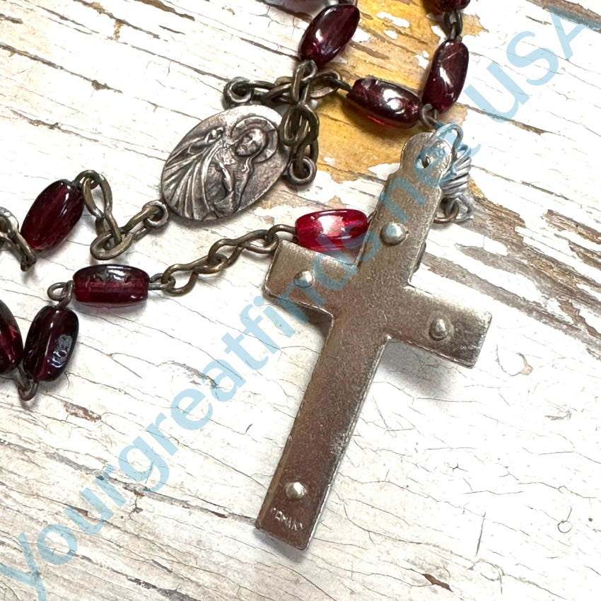 Vintage Red Glass Bead Rosary