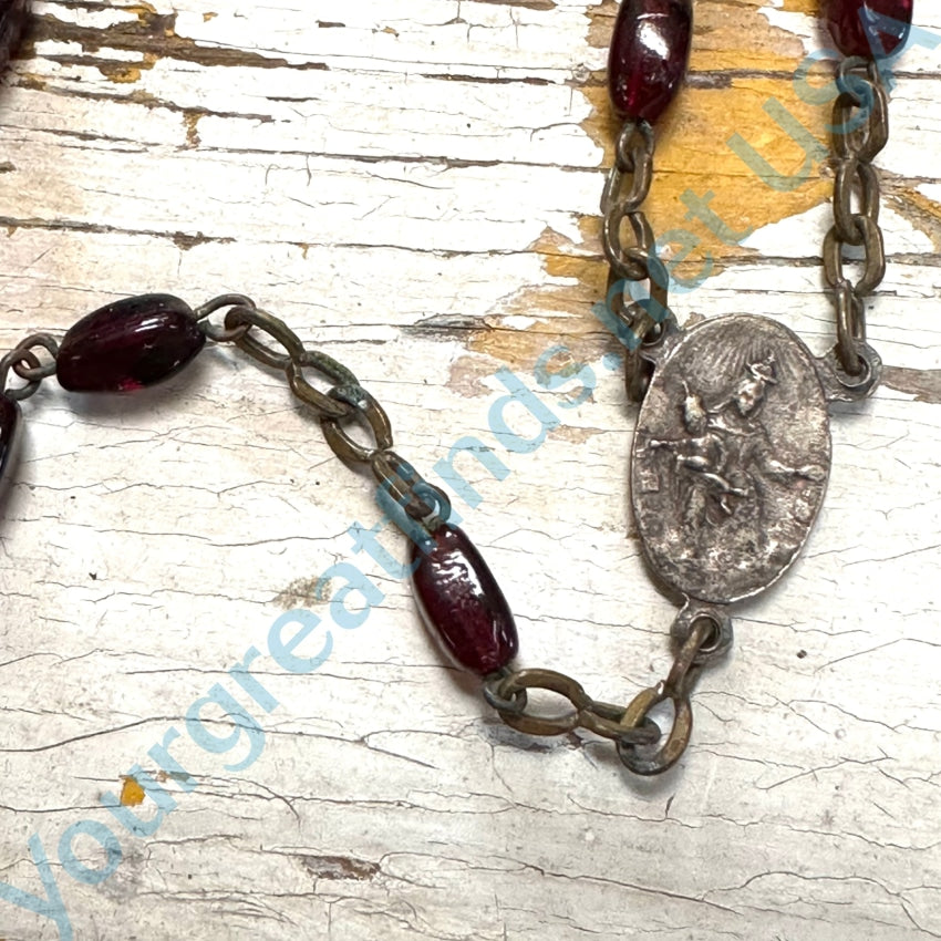 Vintage Red Glass Bead Rosary