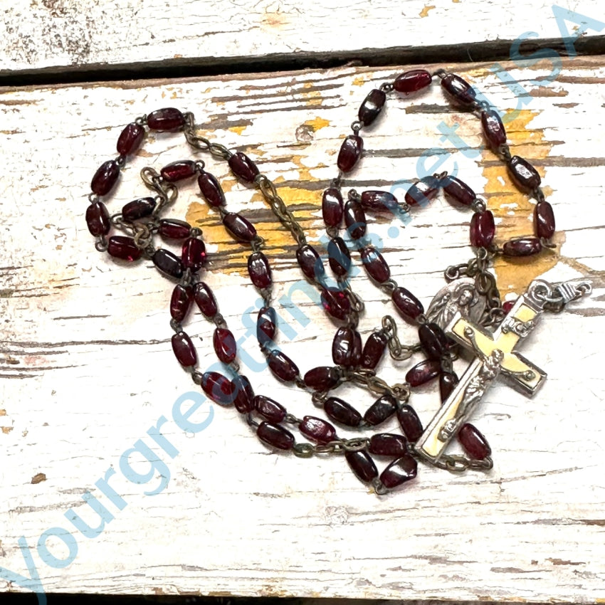 Vintage Red Glass Bead Rosary