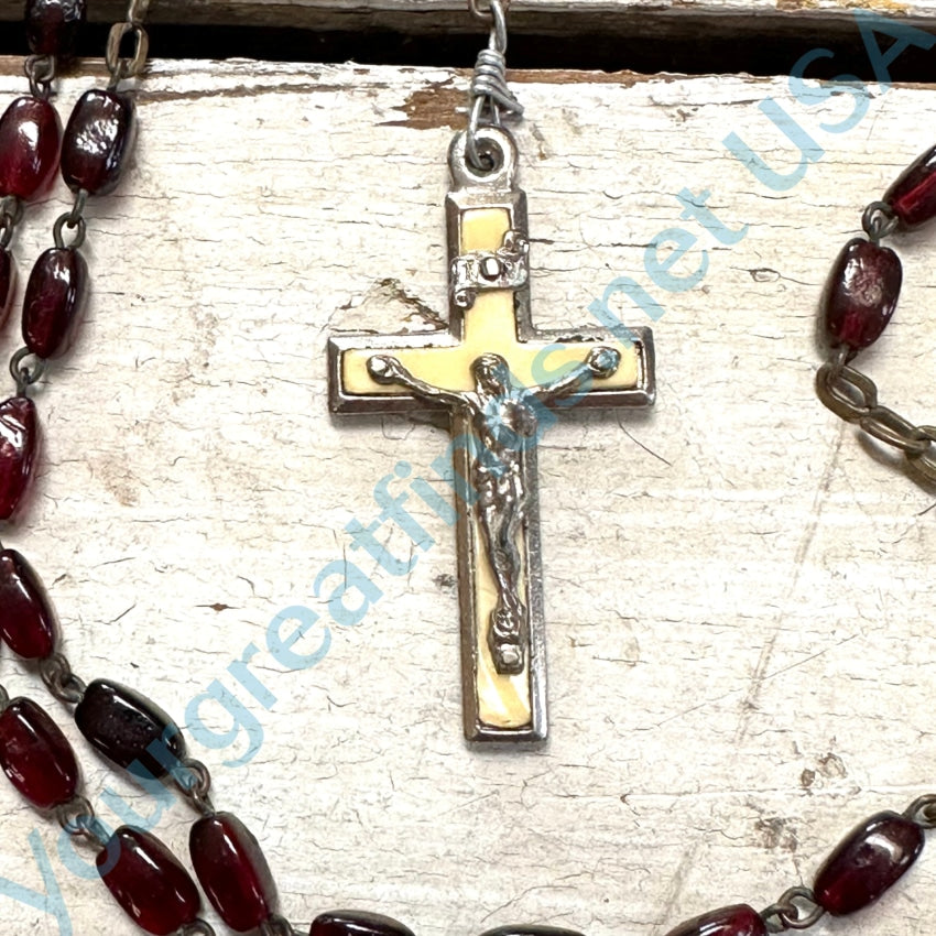 Vintage Red Glass Bead Rosary