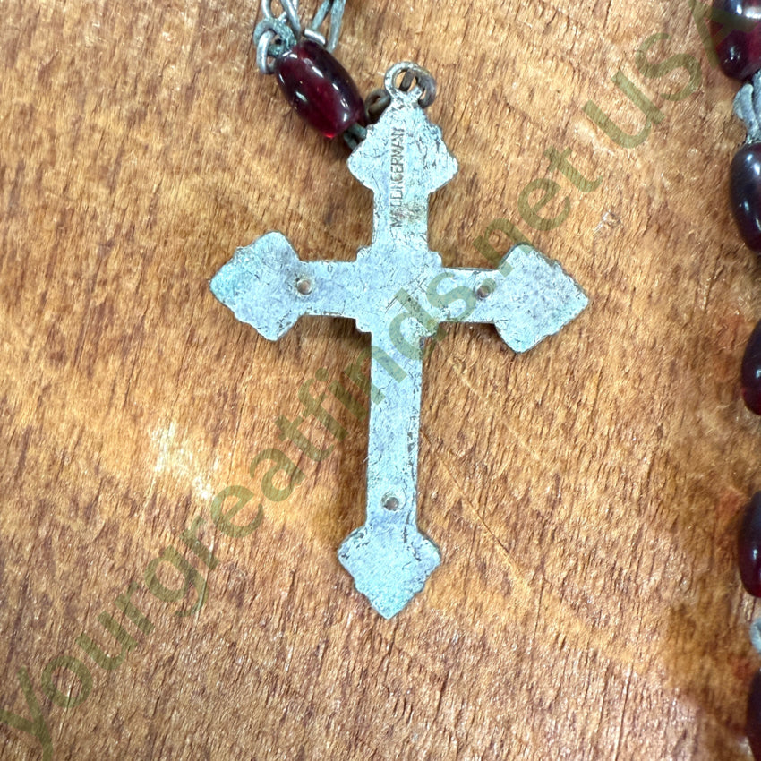 Vintage Red Glass Bead Rosary Necklaces