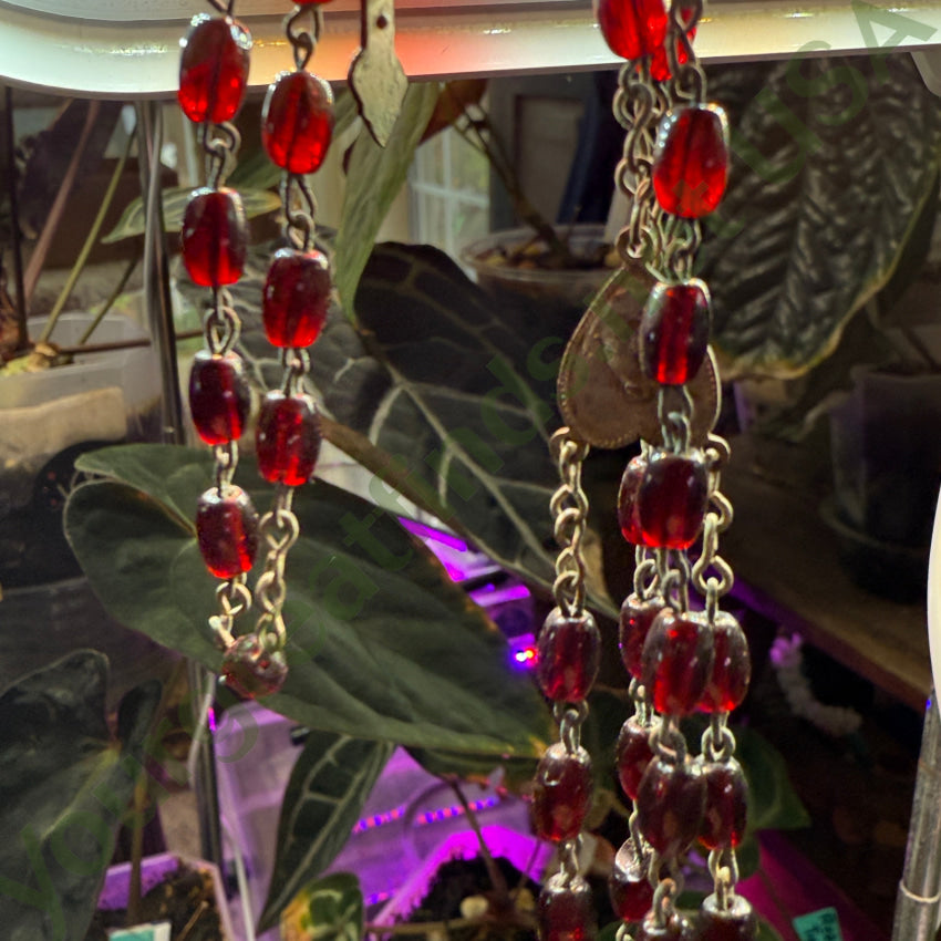Vintage Red Glass Bead Rosary Necklaces