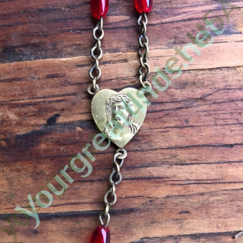 Vintage Red Glass Bead Rosary Yourgreatfinds