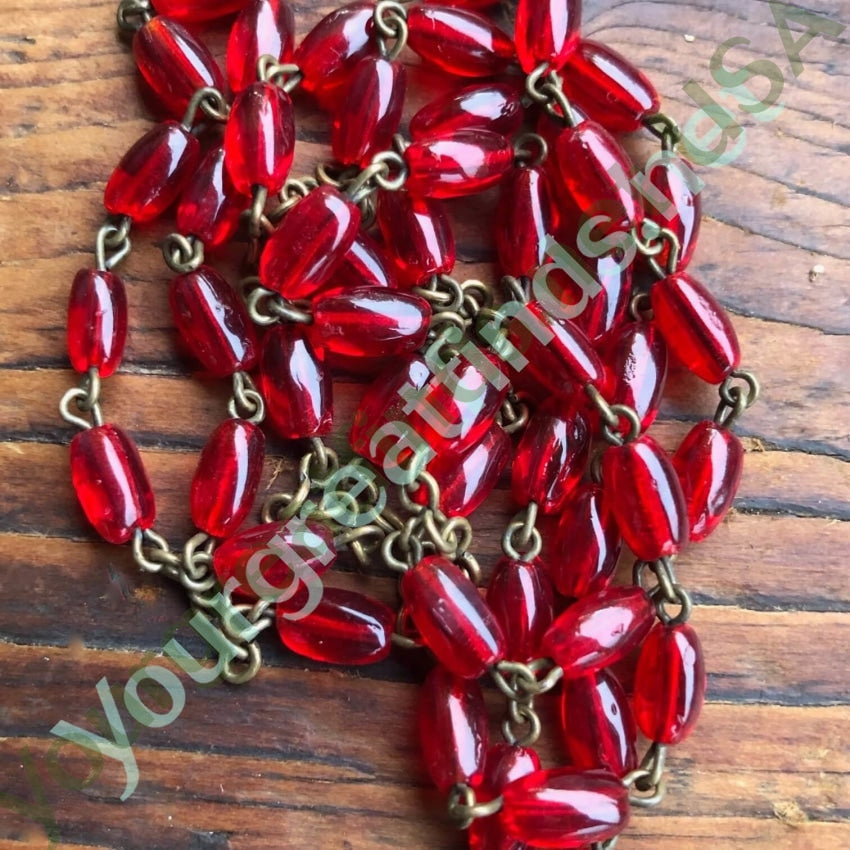 Vintage Red Glass Bead Rosary Yourgreatfinds