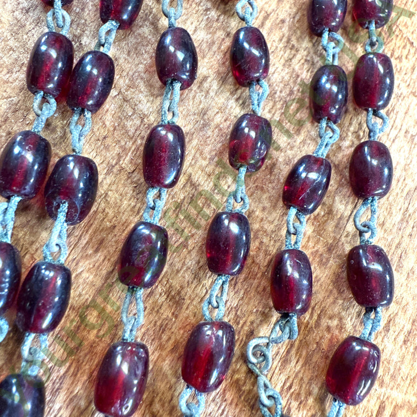 Vintage Red Glass Bead Rosary Necklaces
