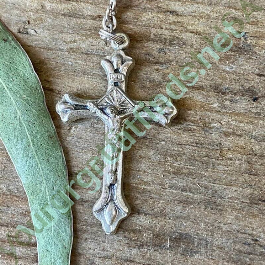 Vintage Reliquary Rosary with Red Glass Aurora Borealis Italy Yourgreatfinds