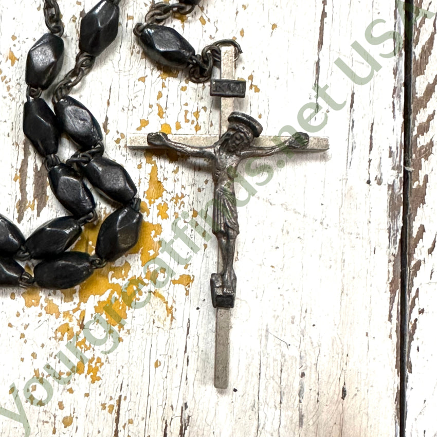 Vintage Rosary Ebony Wood Beads