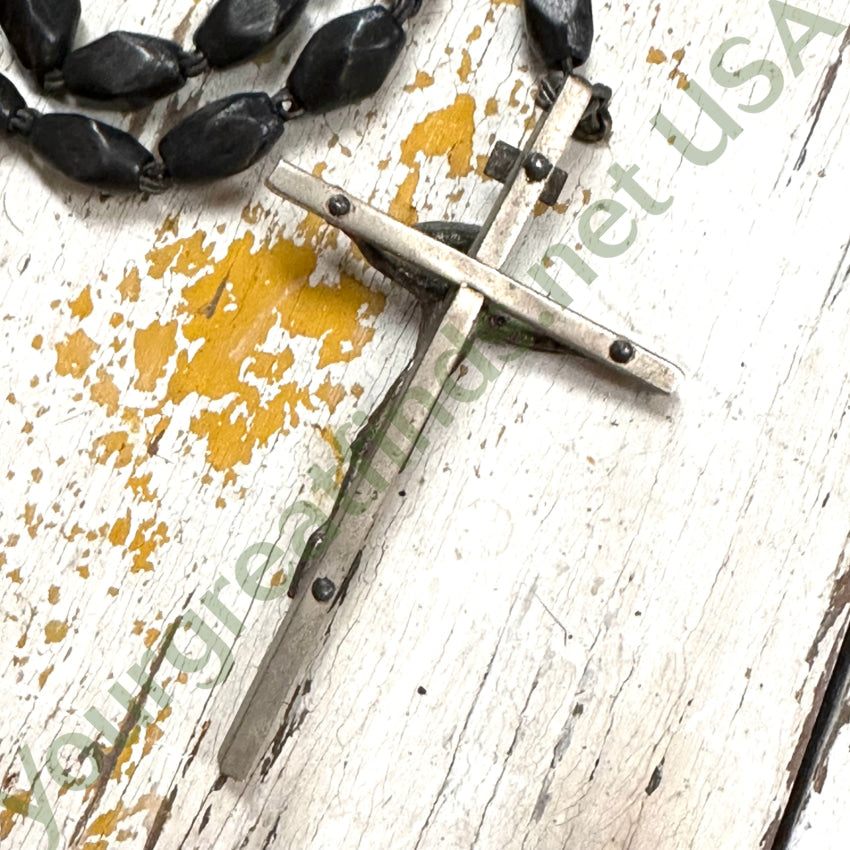 Vintage Rosary Ebony Wood Beads