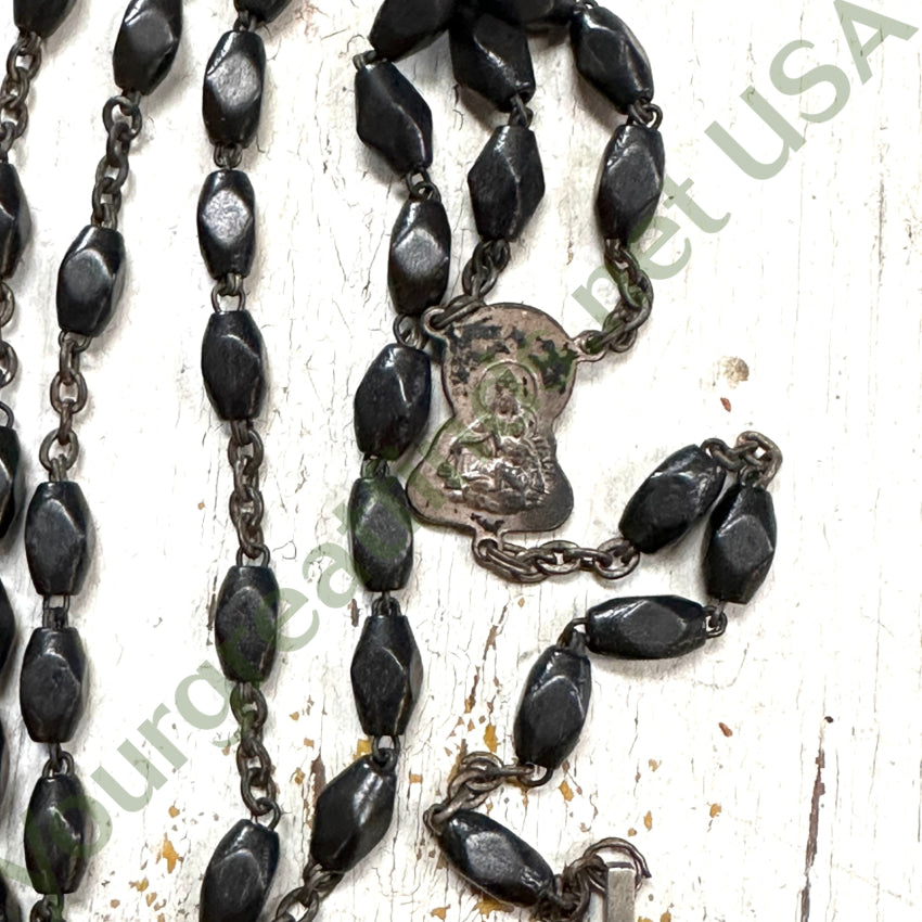Vintage Rosary Ebony Wood Beads