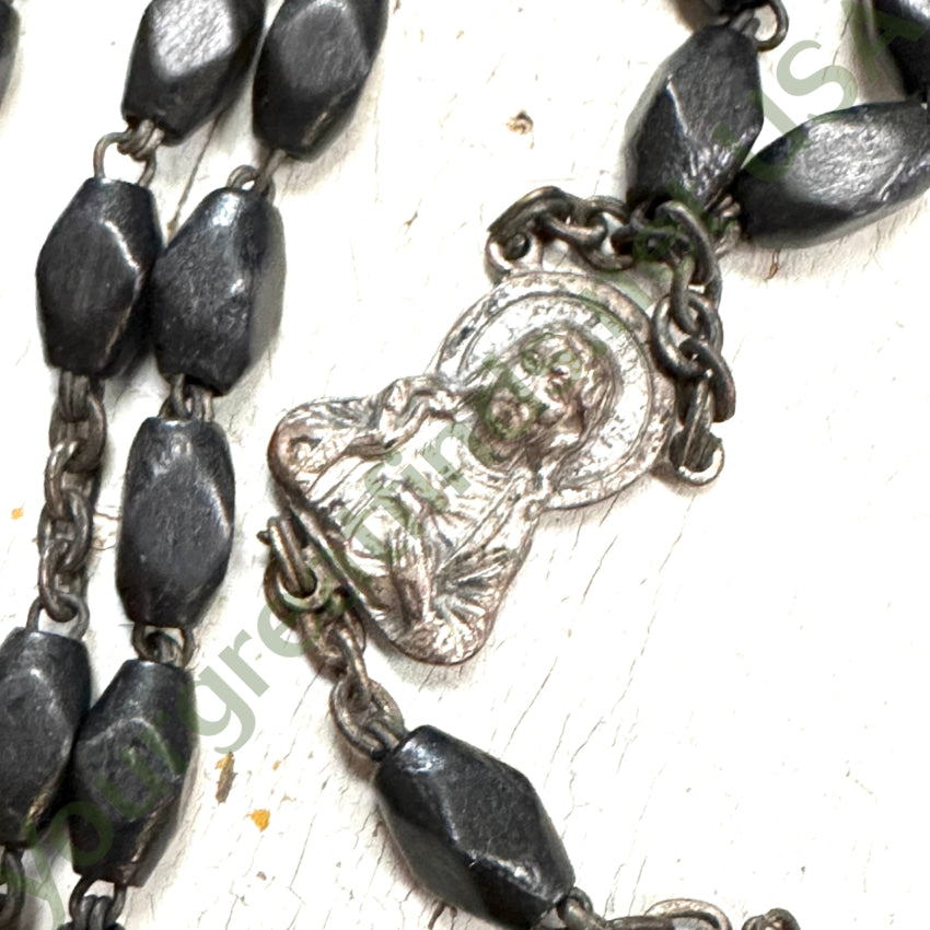 Vintage Rosary Ebony Wood Beads