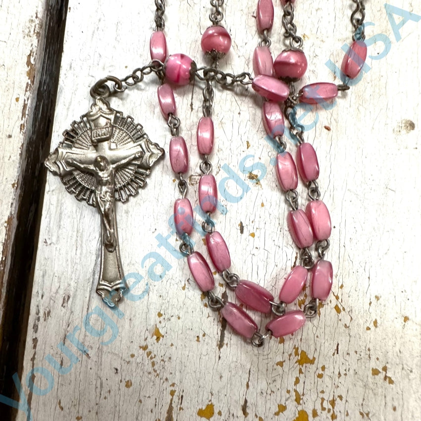 Vintage Rosary Pink Glass Beads