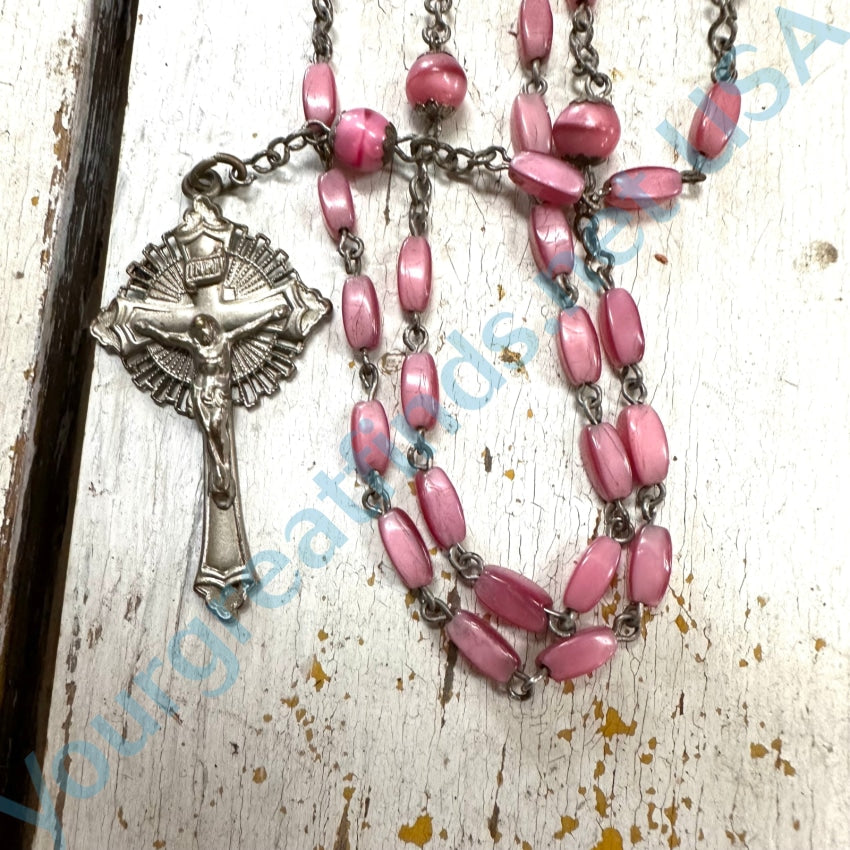 Vintage Rosary Pink Glass Beads - Yourgreatfinds