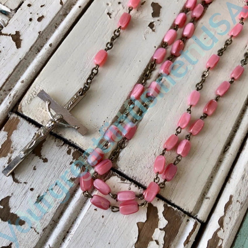 Vintage Rosary Pink Glass Beads Italy Yourgreatfinds
