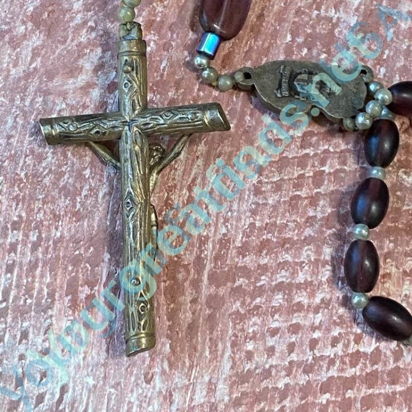 Vintage Rosary with Purple Glass Beads Yourgreatfinds