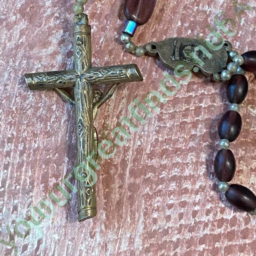Vintage Rosary with Purple Glass Beads Yourgreatfinds