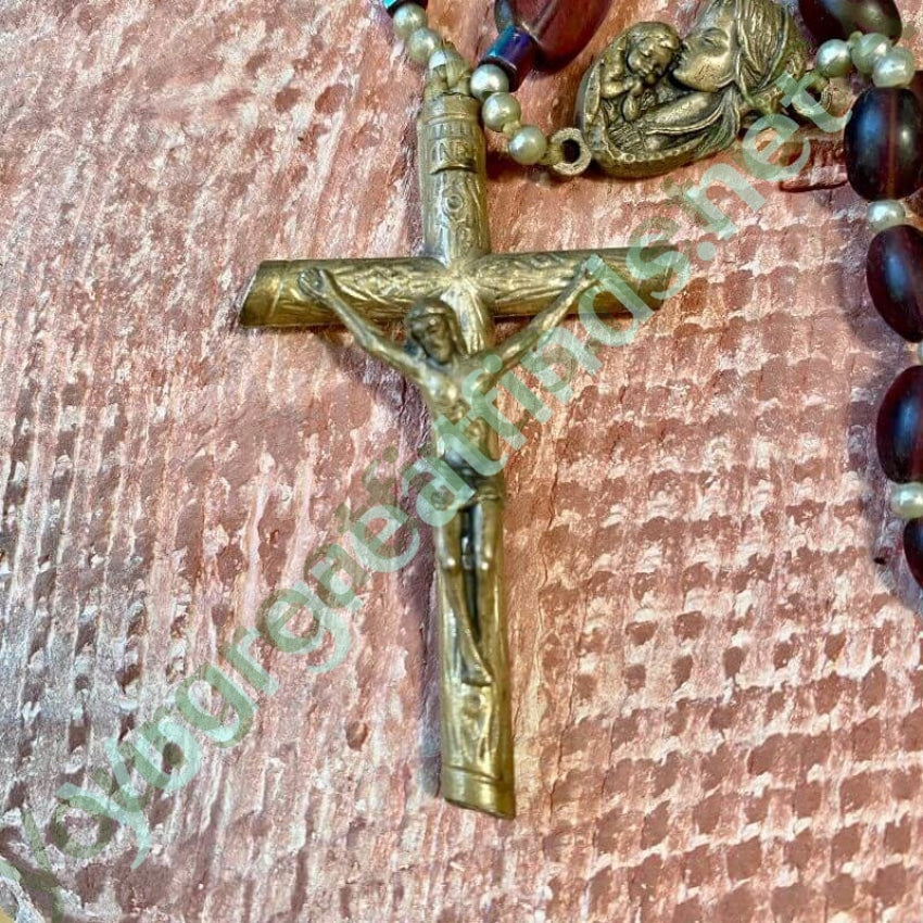 Vintage Rosary with Purple Glass Beads Yourgreatfinds