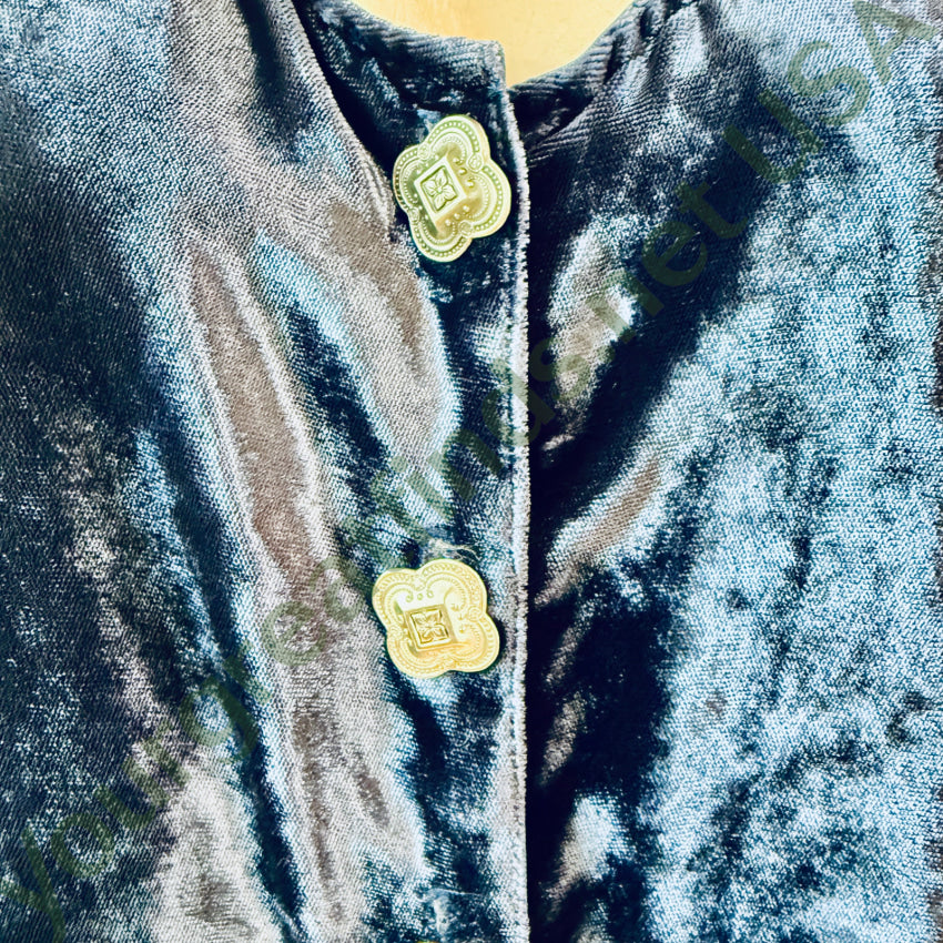 Vintage Saddle RIdge Blue Velvet Studded Western Long Blouse blouse