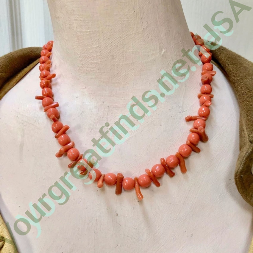 Vintage Salmon Coral Beaded Necklace Yourgreatfinds