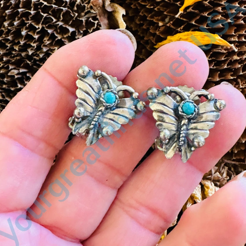 Vintage Sancrest Silvertone Butterfly Clip Earrings Costume