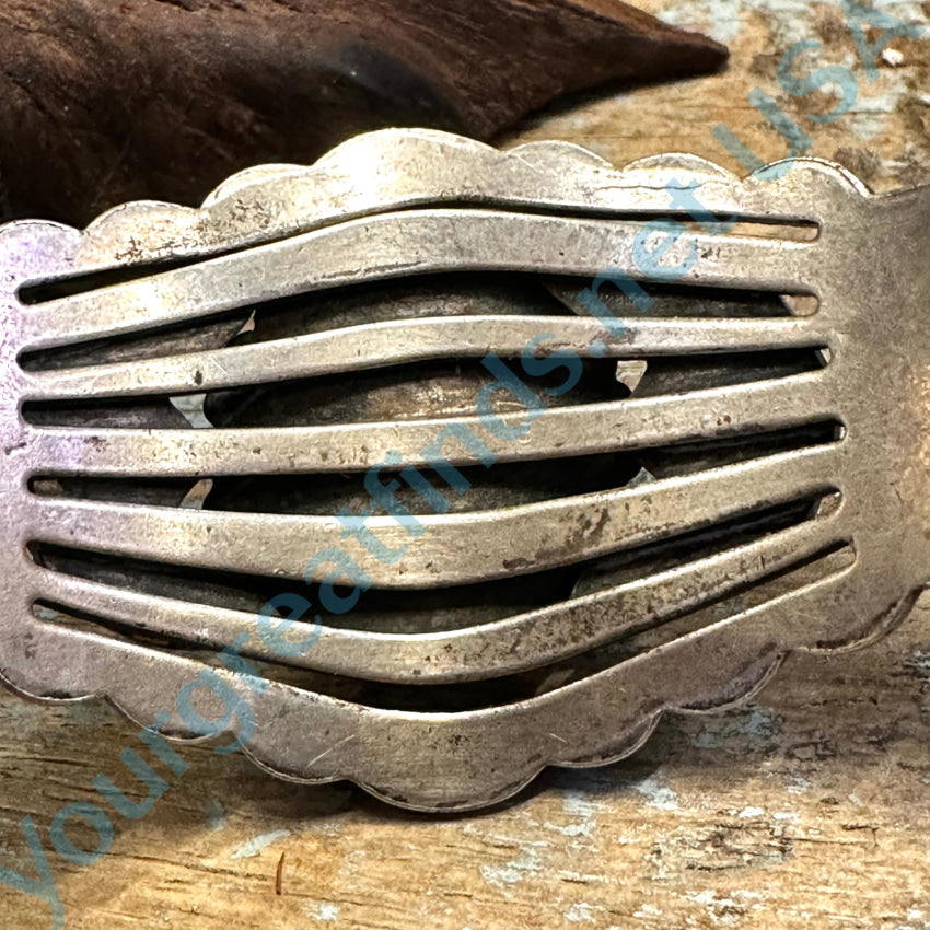 Vintage Sanford Nickel Silver &amp; White Howlite Cuff Bracelet