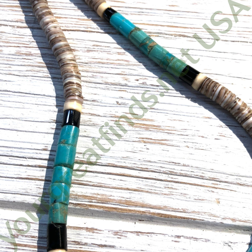 Vintage Santo Domingo Indian Heishi Necklace Turquoise