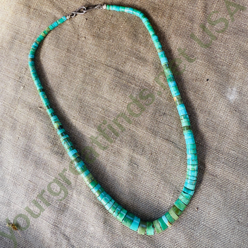 Vintage Santo Domingo Natural Turquoise Heishi Bead Necklace necklace