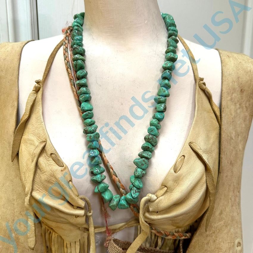 Vintage Santo Domingo Turquoise Nugget Bead Necklace Earrings Tenorio