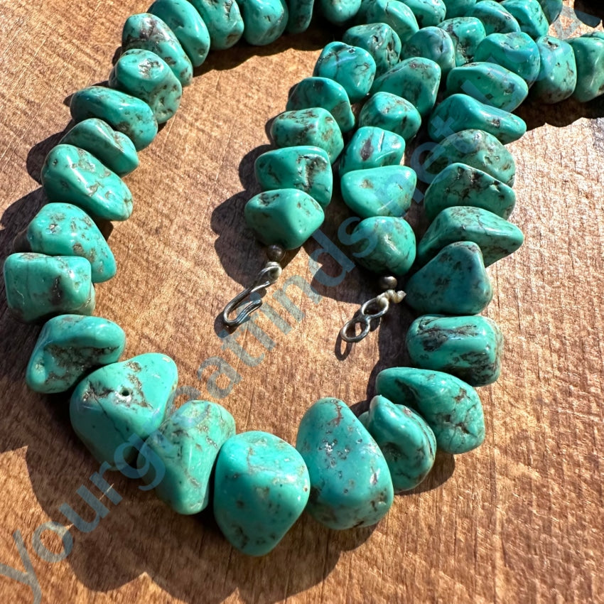 Vintage Santo Domingo Turquoise Nugget Bead Necklace Earrings Tenorio