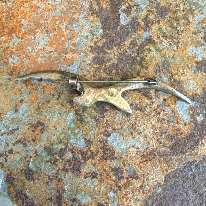 Vintage Sea Gull PIn Sterling Silver & Turquoise Eyes brooch pin