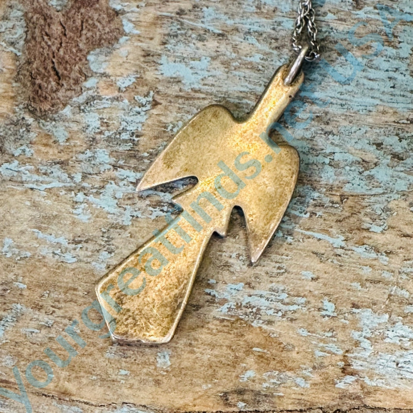 Vintage Shiprock Mosaic Phoenix Bird Necklace Sterling