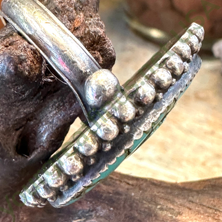 Vintage Signed Navajo Sterling Silver Spider Web Turquoise Ring 9.5