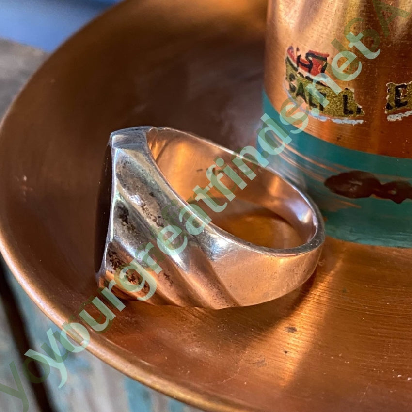 Vintage Signet Ring Sterling Silver Black Onyx Size 11.5 Yourgreatfinds