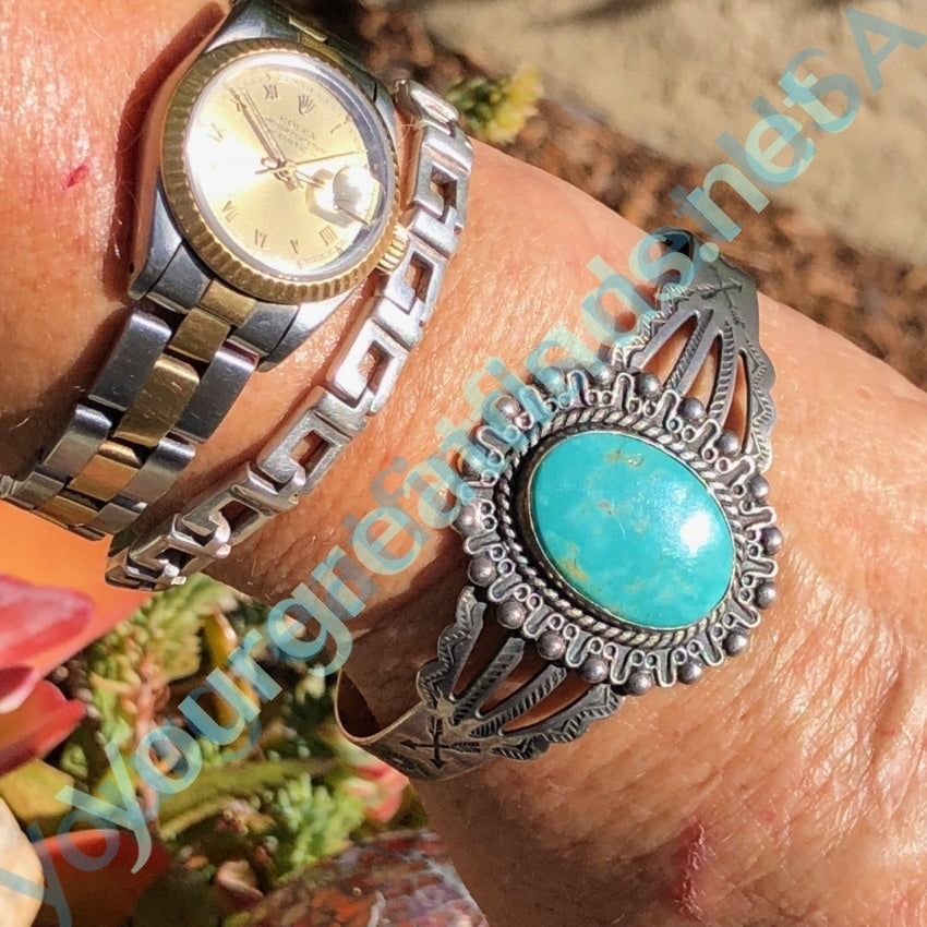 Vintage Silver Arrow Turquoise Indian Bracelet in Sterling Yourgreatfinds