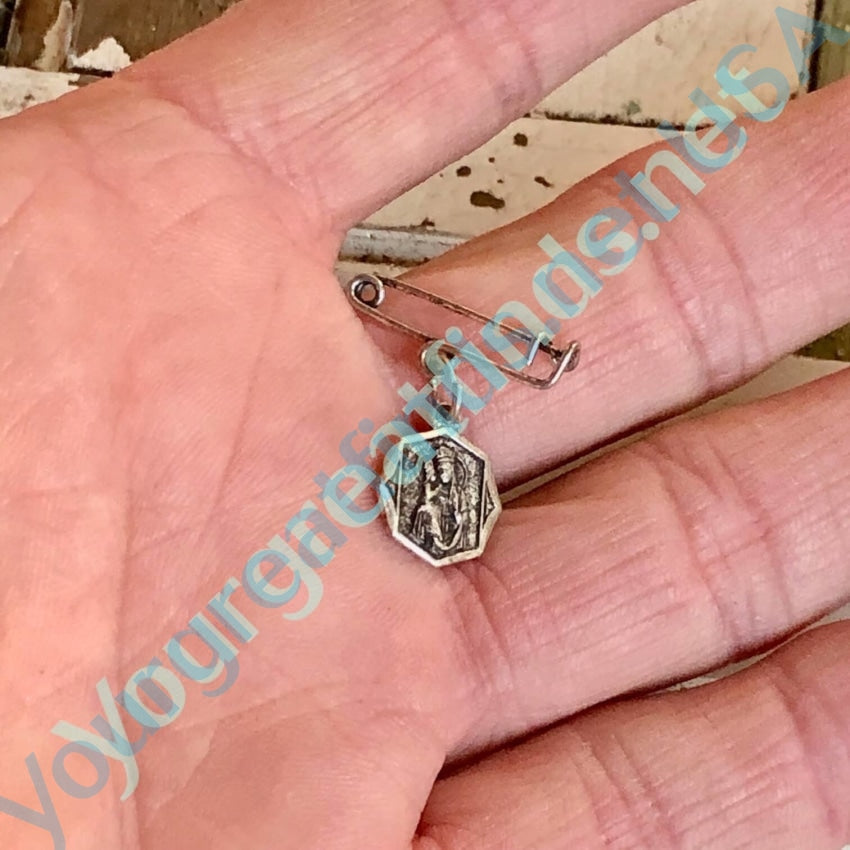 Vintage Silver Catholic Protective Baby Pin Yourgreatfinds