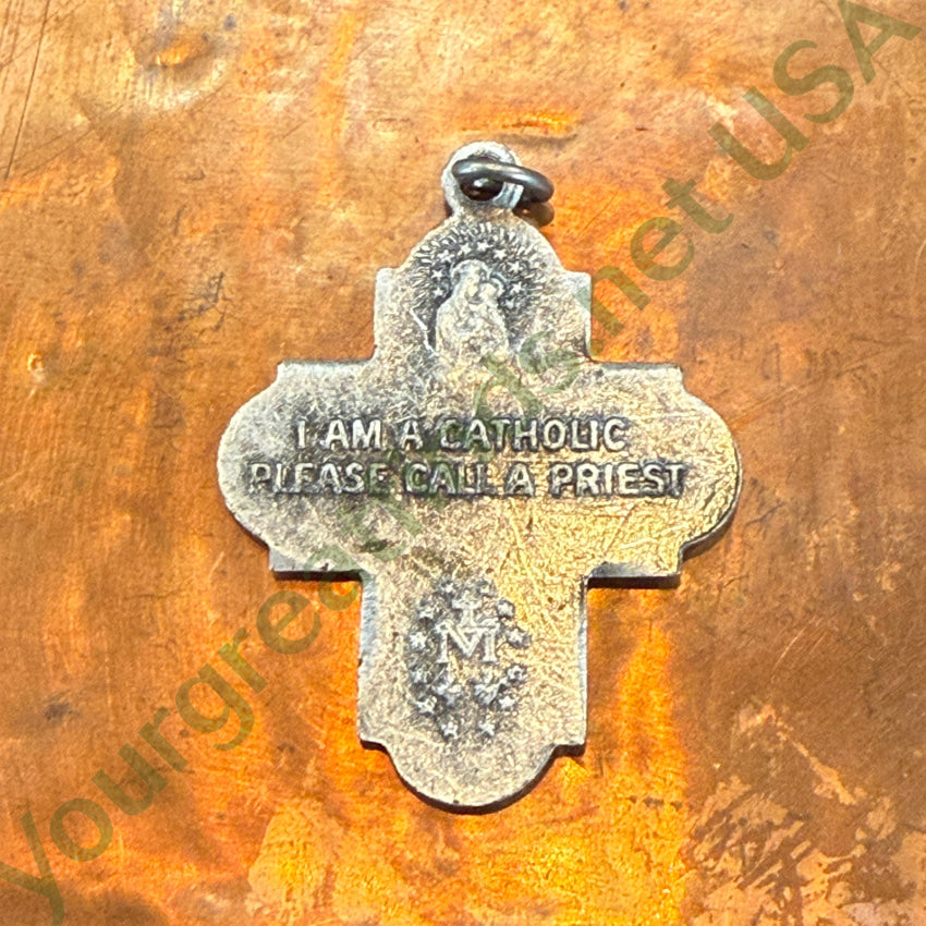 Vintage Silver Devotional 4 Way Cross Pendant Charm