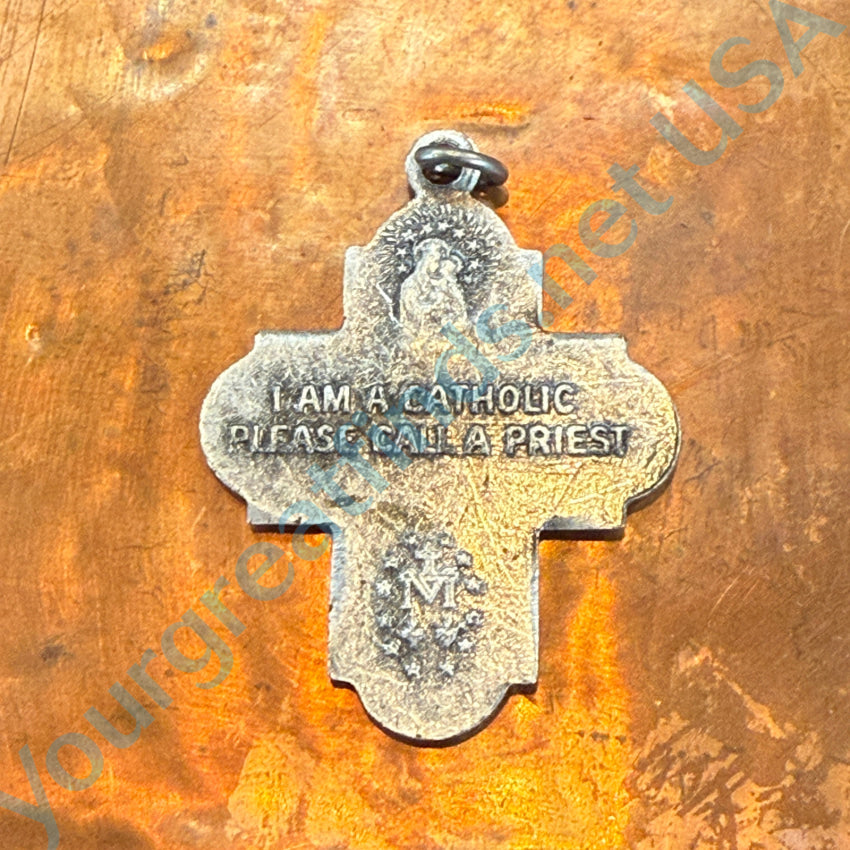 Vintage Silver Devotional 4 Way Cross Pendant Charm