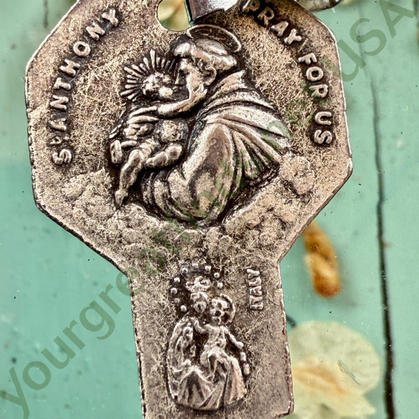 Vintage Silver Saint Christopher / Saint Anthony + Key to Heaven Pendant pendant