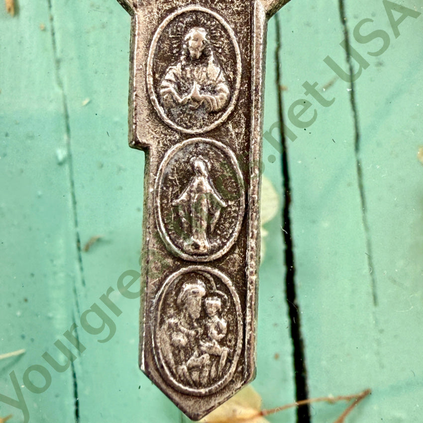 Vintage Silver Saint Christopher / Saint Anthony + Key to Heaven Pendant pendant