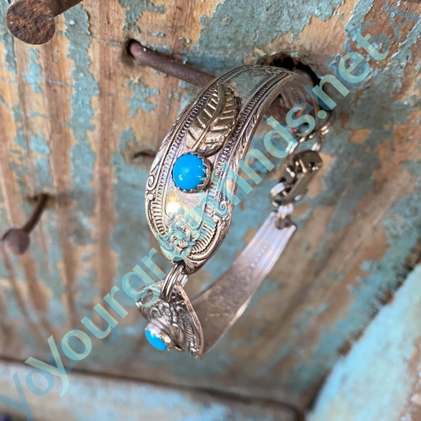 Vintage Silver Spoon Bracelet with Turquoise Yourgreatfinds