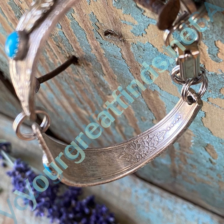 Vintage Silver Spoon Bracelet with Turquoise Yourgreatfinds