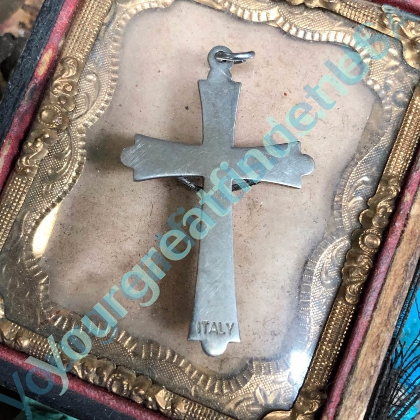 Vintage Silvertone Crucifix Pendant Italy Yourgreatfinds