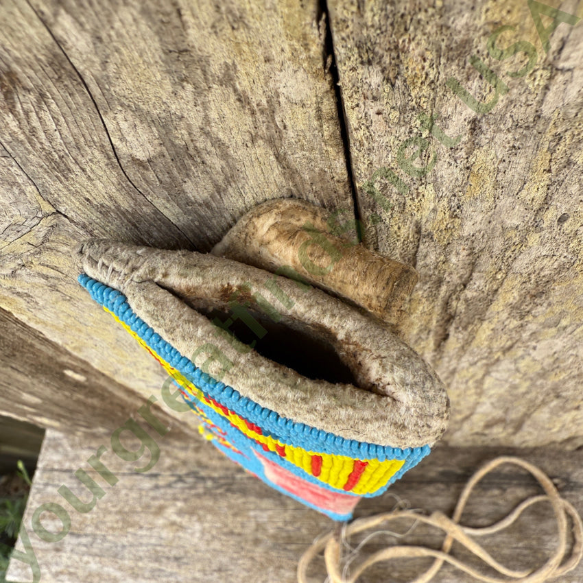 Vintage Sioux Native American Deerskin Leather Beaded Knife Sheath